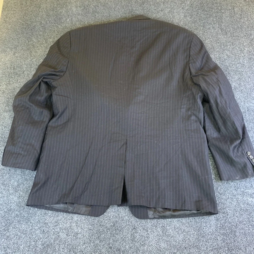 Chaps Blazer Jacket Mens 48R Black Pinstriped Wool Single Breasted Button Front
